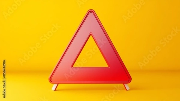 Fototapeta triangle caution warning sign for notification error and maintenance concept, network security, computer virus detected data protection.