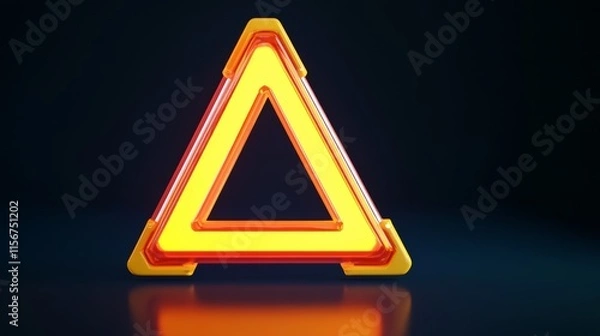Fototapeta triangle caution warning sign for notification error and maintenance concept, network security, computer virus detected data protection.