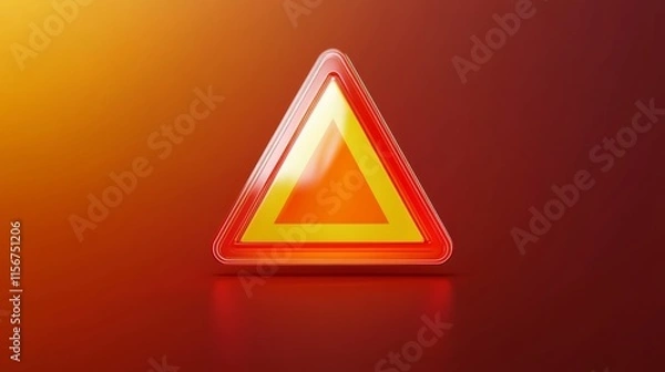 Fototapeta triangle caution warning sign for notification error and maintenance concept, network security, computer virus detected data protection.