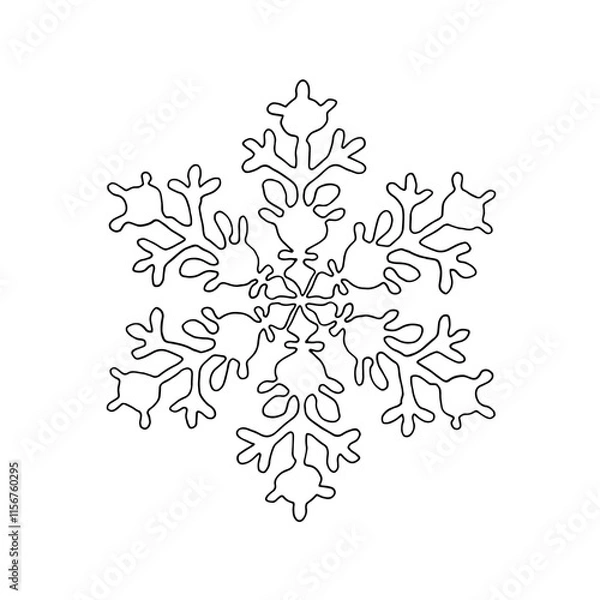 Fototapeta Snowflake isolated on a white background. Line drawing by hand.