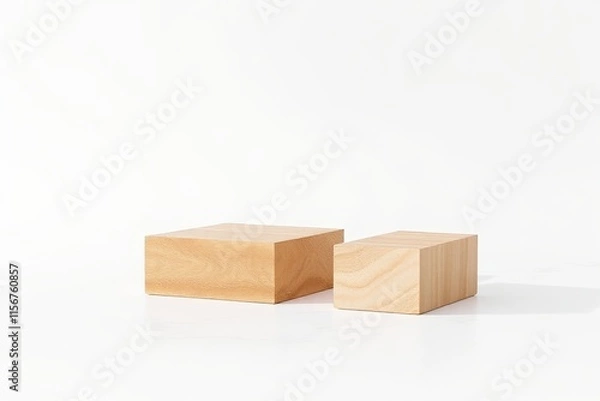 Fototapeta there are two wooden blocks sitting next to each other on a white surface