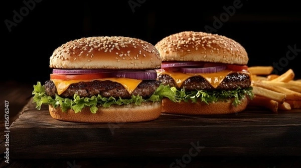 Obraz The Delicious Cheese Burger Pair