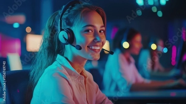 Obraz The Smiling Call Center Agent