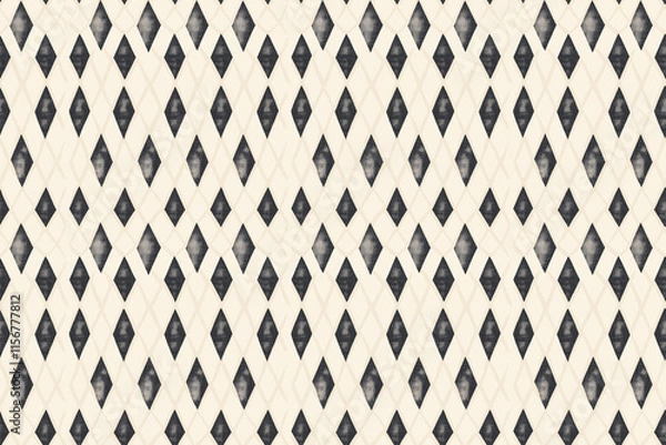 Fototapeta Classic monochrome diamond shapes arranged in a seamless repetitive pattern on a creamy white background. Minimalistic and timeless design.