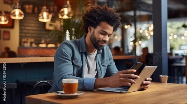 Fototapeta The Man with Digital Devices