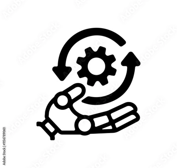 Fototapeta Robot hand and gear vector icon illustration