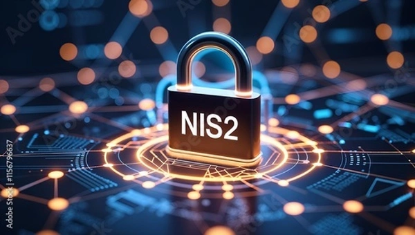 Fototapeta NIS2 EU Cybersecurity Directive EU-wide legislation, Security Lock