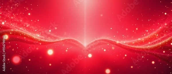 Fototapeta A heart is on a red surface with a lot of sparkles