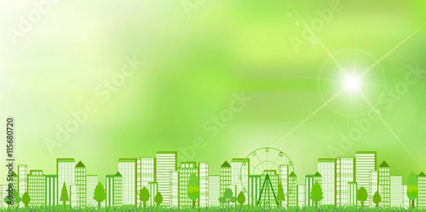 Fototapeta 都会　新緑　エコ　背景