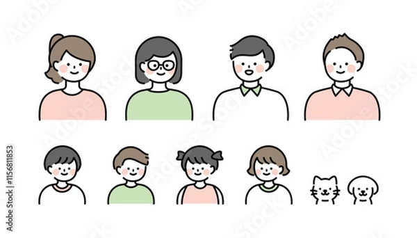 Fototapeta 人物イラスト　家族・親子