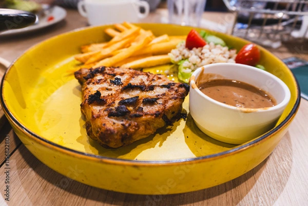 Obraz Grilled steak with fries