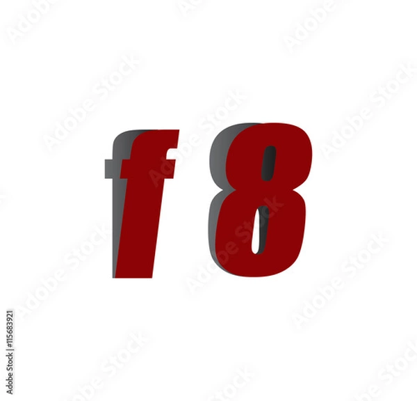 Fototapeta f8 logo initial red and shadow
