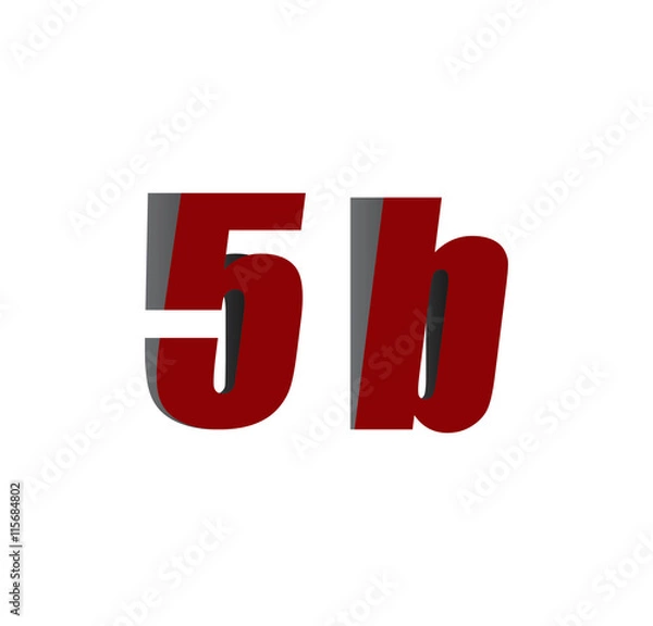 Fototapeta 5b logo initial red and shadow