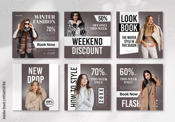 Fototapeta Winter Fashion Social Media Post Layout