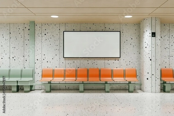 Fototapeta Modern Waiting Area with Blank Advertisement Screen 