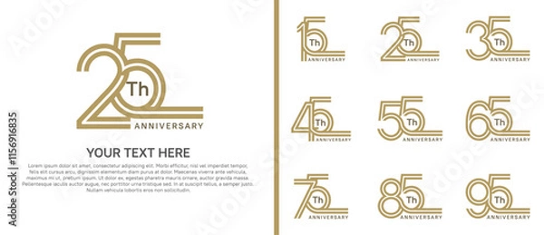 Obraz logo anniversary set. brown color double line on white background for special event