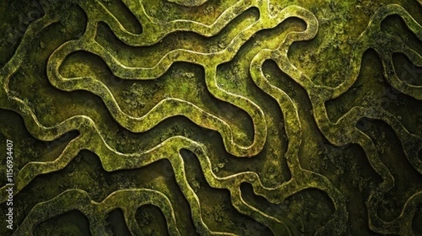 Obraz Moss-Covered Abstract Pattern on a Green Surface