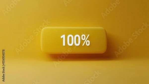 Fototapeta 100 Complete Yellow Progress Bar UI UX Interface Design Achievement Goal Success Full Finished