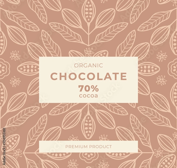 Fototapeta Cocoa bean illustration. Vintage style design template. chocolate cocoa beans. Vector illustration