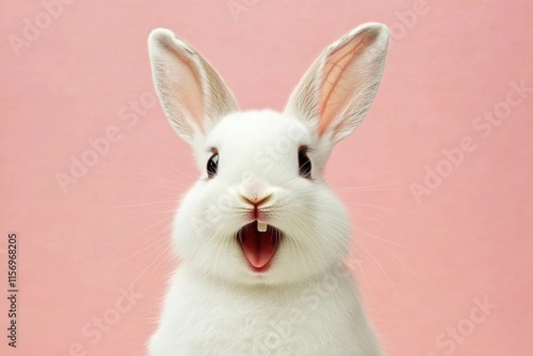 Fototapeta The Joyful Easter Bunny is Celebrating the Joyful Arrival of Spring with a Cheerful Smile that Spreads Happiness and Delight to Everyone Around, Bringing Colorful Fun this Holiday Season