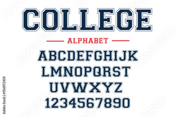 Fototapeta Editable typeface vector. College sport font in american style for football, baseball or basketball logos and t-shirt.
