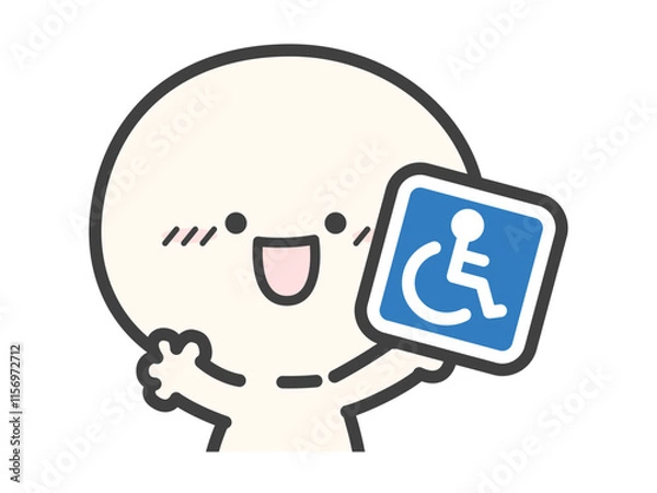 Fototapeta 車椅子マークを持つ人物のベクターイラスト01