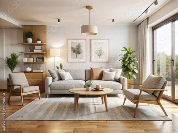 Obraz Minimalist Modern Living Room Interior Design Stock Photo