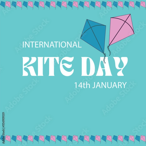 Fototapeta International kite day. 14 January. kite playing. kite day banner, poster, card. holiday concept. vector graphic of international kite day.