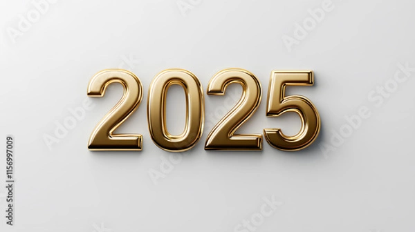 Obraz Shiny Gold 2025 Year with Greenery generate by AI