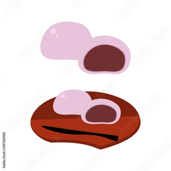 Obraz 桜まんじゅう(こしあん)の手描きカラーイラストセット