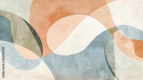 Obraz Abstract wall art featuring fluid shapes in warm and cool tones, ideal for modern interior decor and artistic inspiration