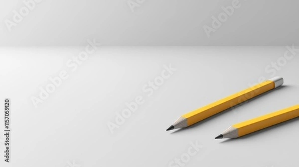 Fototapeta Two yellow pencils on a clean background.