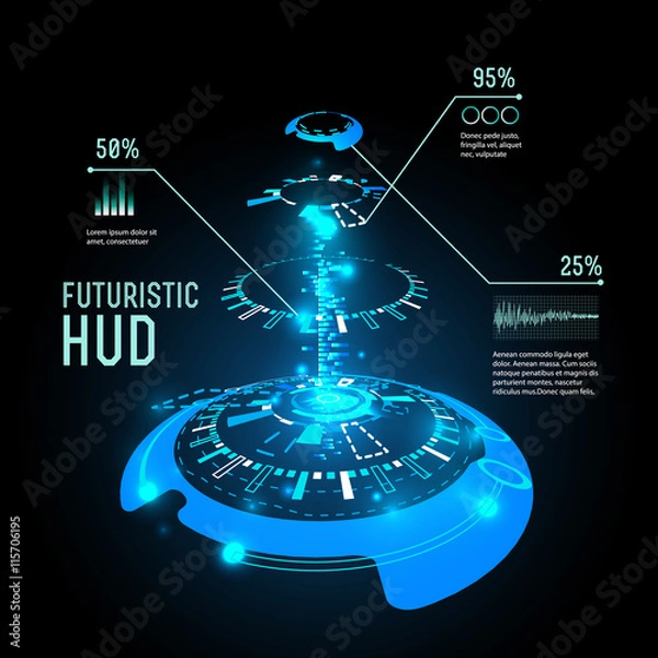 Obraz Futuristic interface infographics, HUD,  vector background