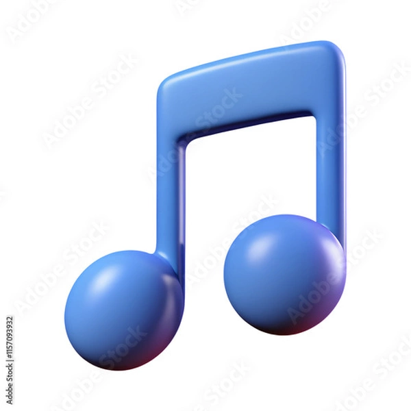 Obraz 3d Rendering Blue Music Note isolated on white background