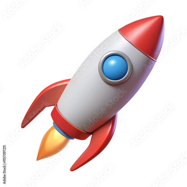 Obraz Rocket space ship, isolated on white. 3D rendering