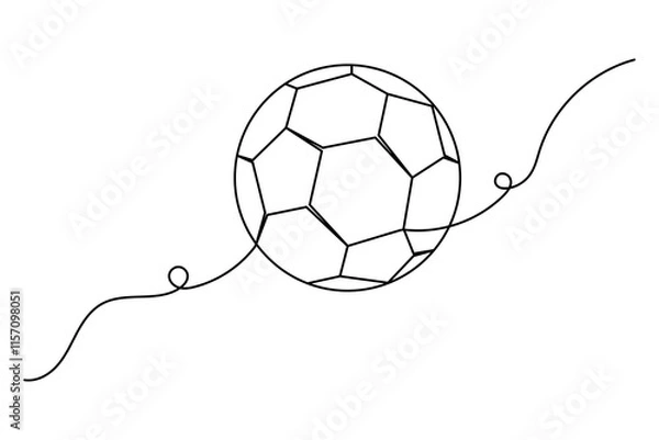 Obraz Football continuous one line art drawing of isolated outline vector illustration