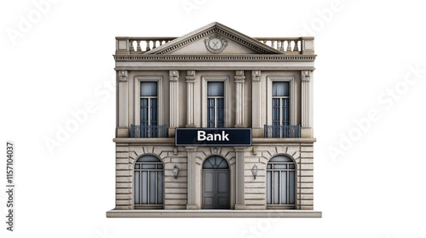 Fototapeta bank building on a  transparent  background
