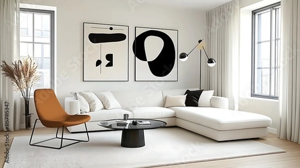 Fototapeta Modern Minimalist Living Room Interior Design