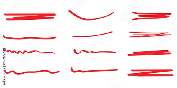 Fototapeta Brush underline stroke set. Mark brush line paint vector stroke. Hand drawn texture pencil, pen underline. Vector illustration