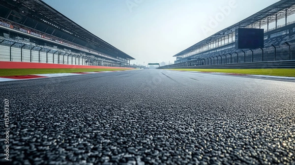 Obraz Low angle view of F1 Formula One racetrack grandstand background