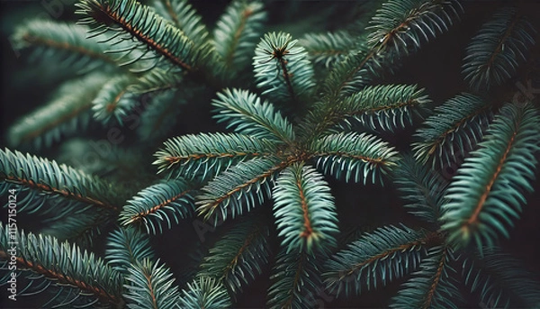 Fototapeta a close-up view of evergreen pine tree branches
