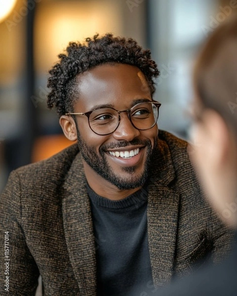 Fototapeta Smiling Man in Conversation