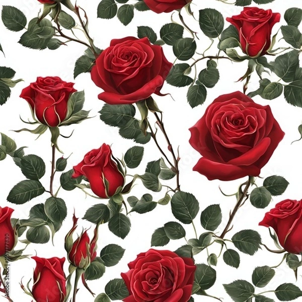 Fototapeta seamless pattern with red roses