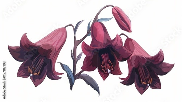 Obraz Belladonna Lily Flat Vector Style Isolated on White Background
