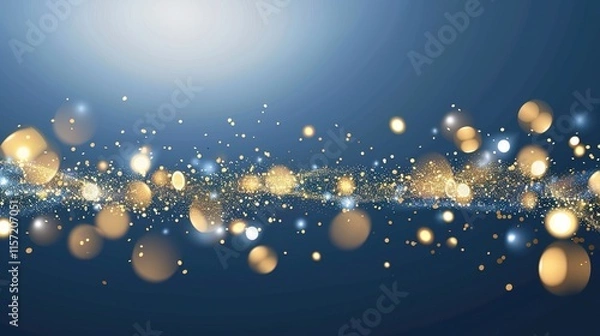 Fototapeta Elegant Mystique of Dark Blue and Gold: Unveiling the Allure of Abstract Backgrounds with Bokeh and Gold Foil Texture"