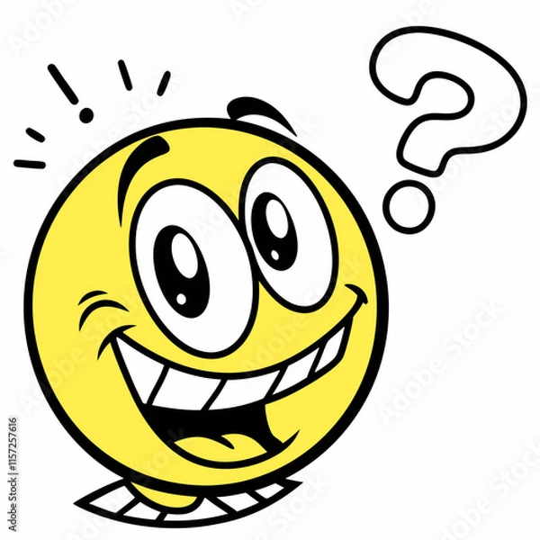 Obraz A vibrant yellow smiley emoticon icon, symbolizing curiosity and positivity in digital art.