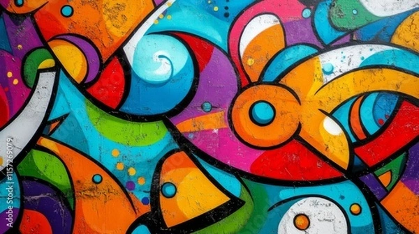 Fototapeta Abstract painting colorful dynamic composition background filled variety A vibrant street art