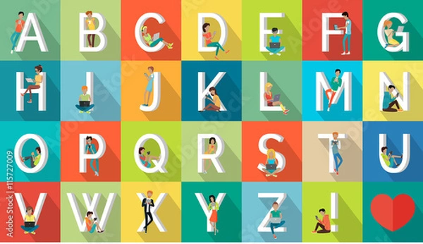 Fototapeta Alphabet Vacation Vector Flat Design Concept