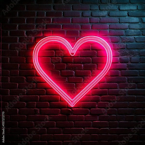 Obraz neon heart on wall
