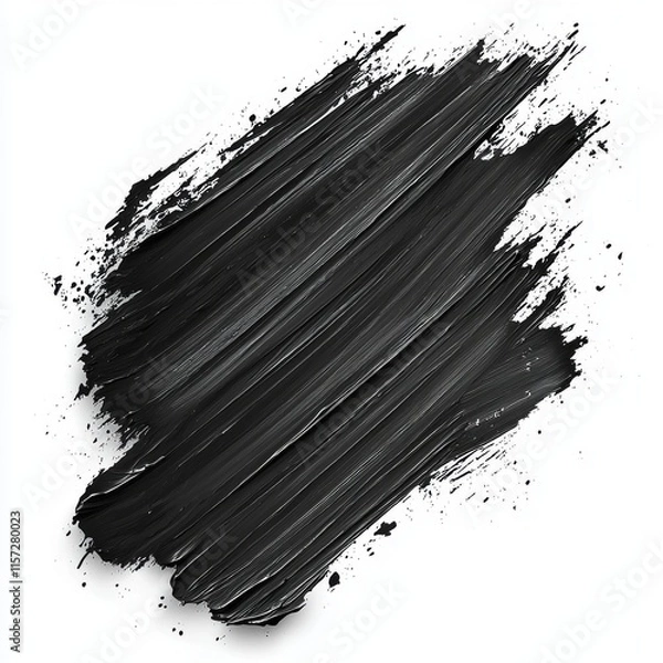 Fototapeta An abstract  file featuring a black brush stroke grunge splash texture, cut out and isolated on a transparent background, stock illustration image.